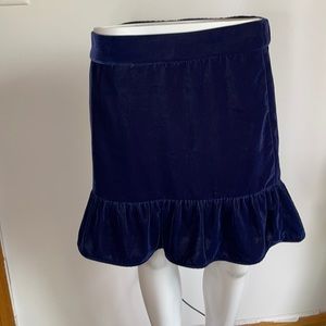 JCREW navy blue velvet ruffle skirt
